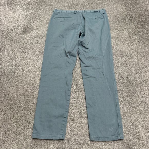 Zara Man Chino Pants Mens 31 Slate Blue Straight Leg Cotton Flat Front 32x27 - Picture 2 of 16